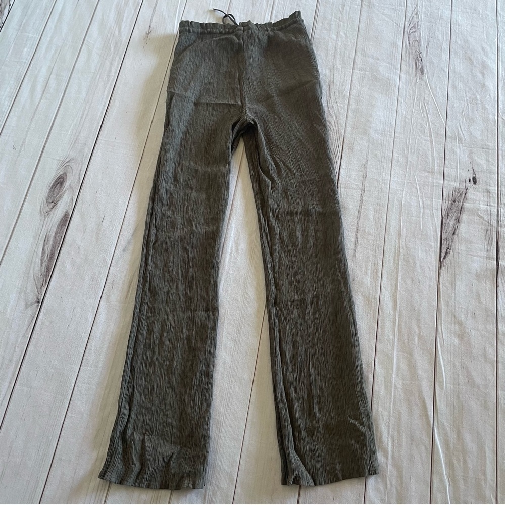 Zara Crinkle Gauze Pants Womens XS Gray High Rise Ankle Pull On Textured Pockets - Picture 11 of 15